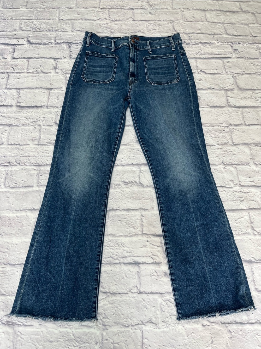 Mother denim patch pocket wide  Blue Flare Jeans 30
